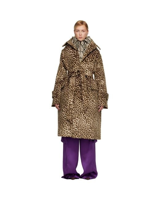 Duran Lantink Brown Oversized Faux-Suede Trench Coat