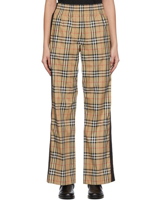 Burberry Cotton Beige Louane Trousers in Natural | Lyst