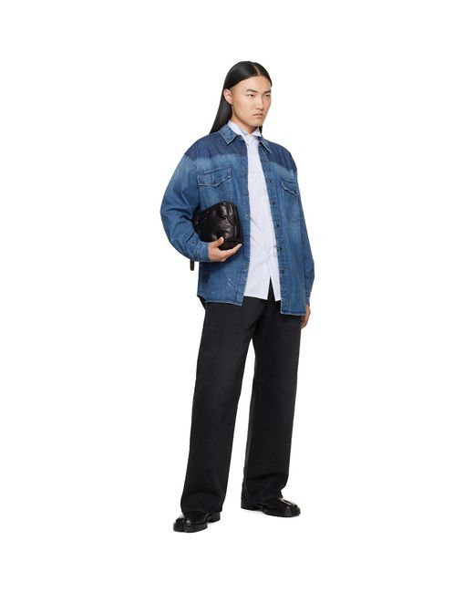 Maison Margiela Blue Bicolor Denim Shirt for men