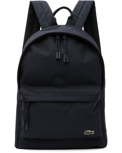 Lacoste Black Navy Computer Compartment Backpack for men