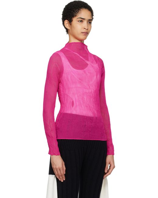Issey Miyake Pink Chiffon Twist 3 Turtleneck