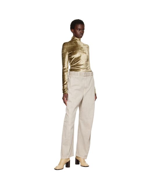 Lemaire Metallic Khaki Fitted Stand Collar Turtleneck