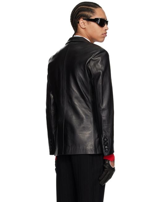 レザージャケット・コート Double-Breasted Leather Blazer JBAWIE Beige Leather Blazer Solid Business Jacket Double