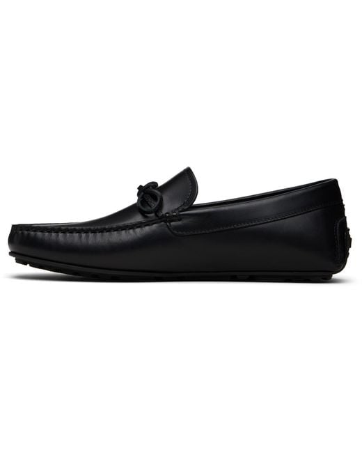 Boss Black Bow-Trim Driver Loafers for men