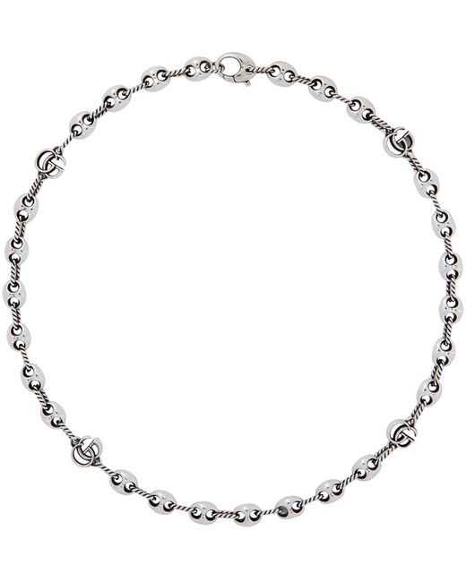 Gucci Silver GG Marmont Marina Necklace in Black - Lyst