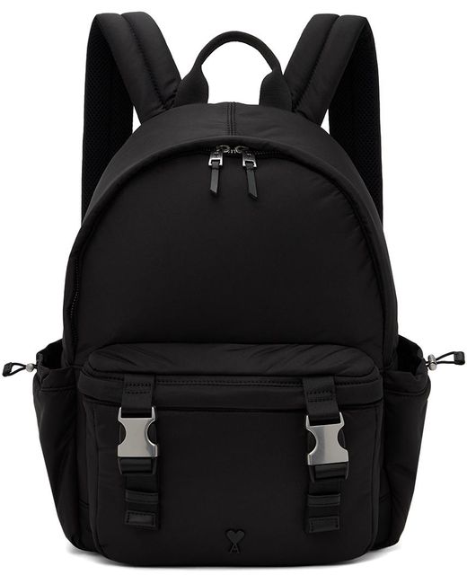 AMI Black Ami De Cœur Backpack for men