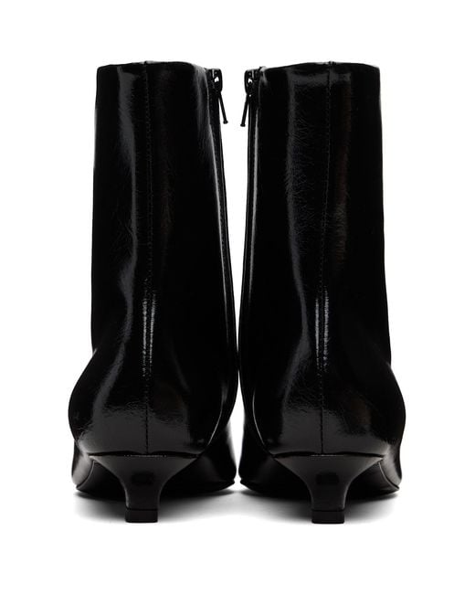 Totême Black Slim Naplack Ankle Boots