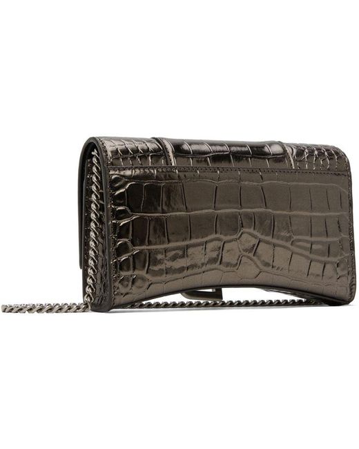 Balenciaga Gray Croc Hourglass Bag in Black Lyst