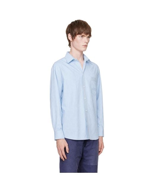 MM6 by Maison Margiela Blue Cotton Poplin Shirt for men