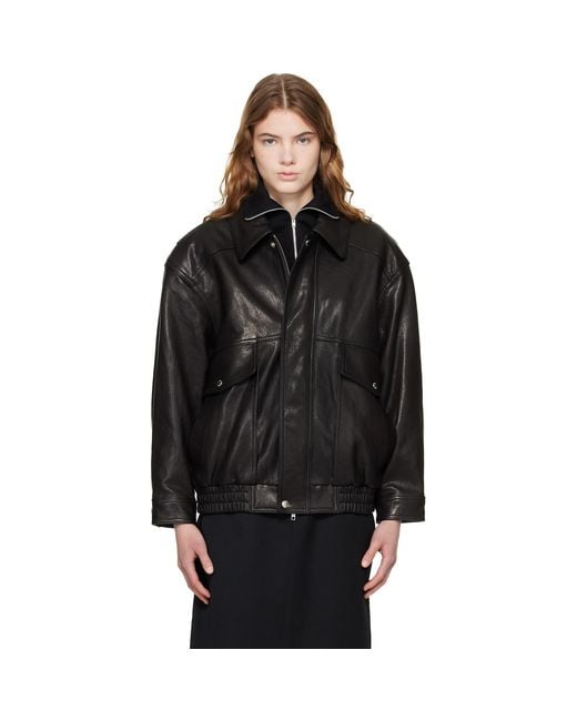 DUNST Black Oversized Vintage Leather Jacket