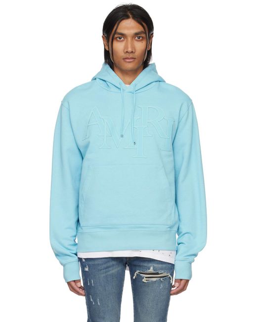 Amiri Blue staggered Hoodie for men