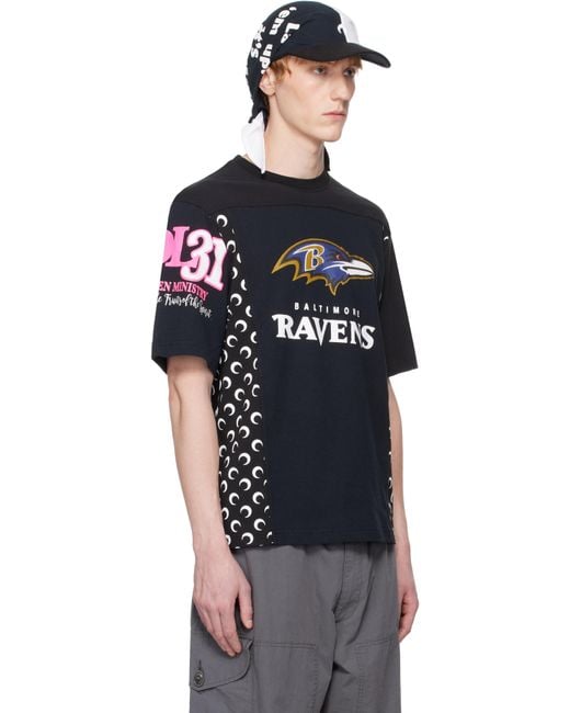 MARINE SERRE Black Regenerated Graphic T-Shirt for men