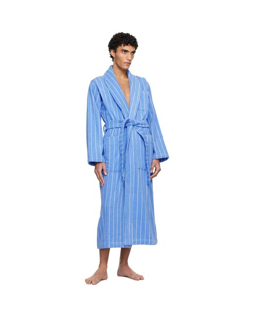 Tekla Blue Terry Classic Bathrobe for men