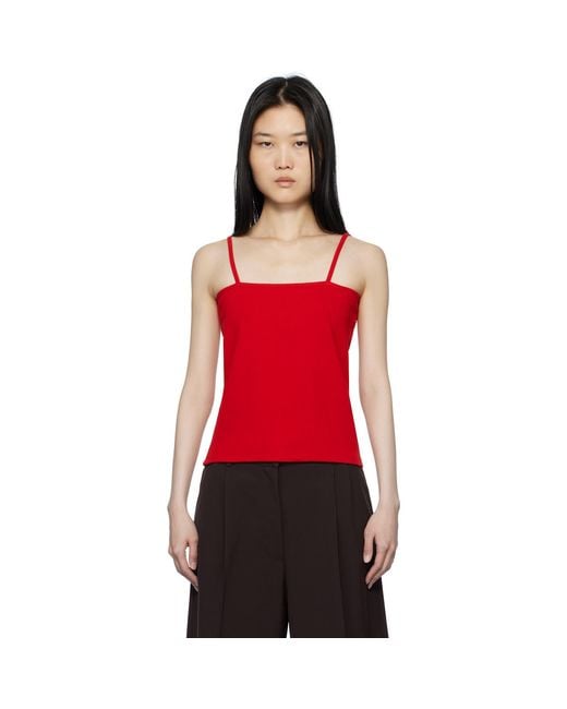 LE17SEPTEMBRE Red Square Neck Tank Top
