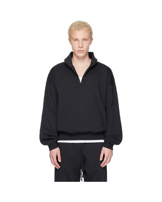 Skims Black Fleece Lounge Relaxed Quarter Zip Sweatshirt for men