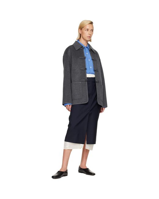 Rohe Blue Double-Faced Wool Pankou Closure Jacket