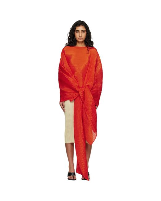 Pleats Please Issey Miyake Red Madame-T Scarf
