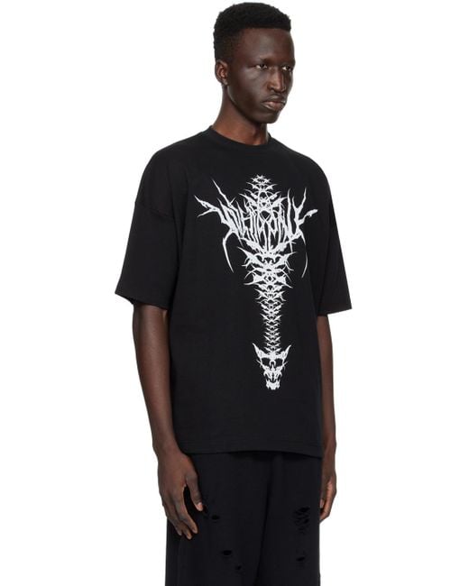 we11done Black Spine Skull T-shirt for men