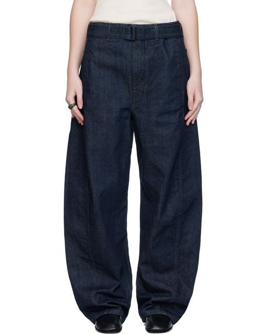 Lemaire Blue Twisted Belted Jeans