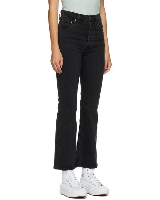 Denim Ribcage Bootcut Jeans in Black 