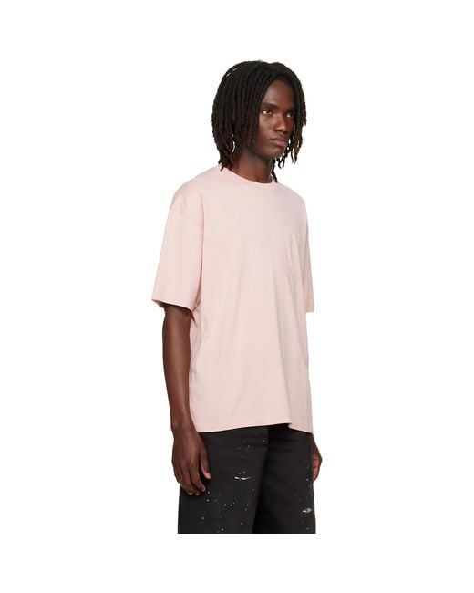 Acne Pink Embroidered-Logo T-Shirt for men