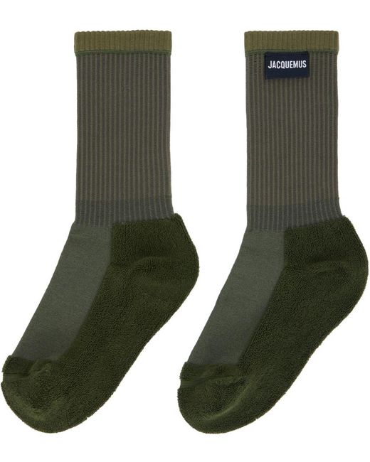 Jacquemus Green Khaki 'les Chaussettes À L'envers' Socks for men