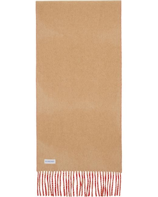 Burberry Red Tan Reversible Cashmere Scarf