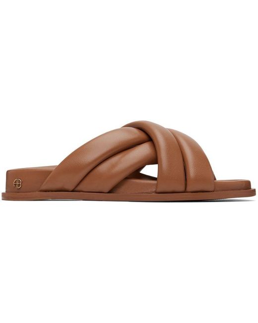 Anine Bing Brown Lizzie Slides in Black | Lyst