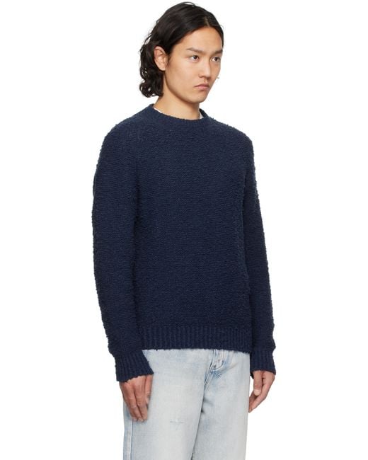 Noah NYC Blue Popcorn Yarn Sweater for men