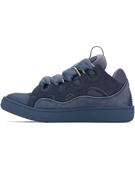 Lanvin Blue Leather Curb Sneakers for men