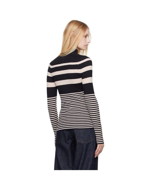 Moncler Black Striped Wool Turtleneck