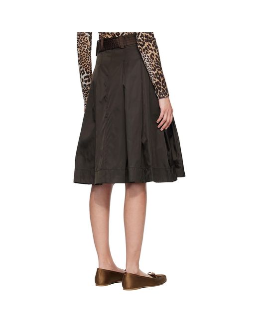 Ganni Black Duchesse Nylon Pleated Midi Skirt