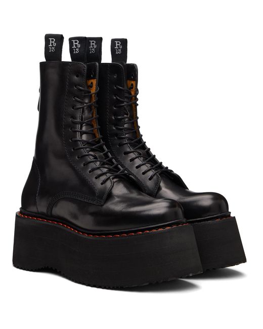 R13 Black Double Stack Boots
