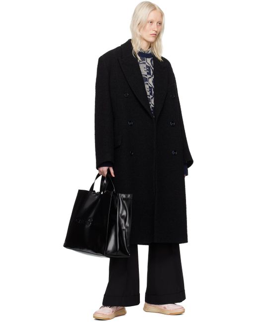 Manteau noir à double boutonnage Acne en coloris Black