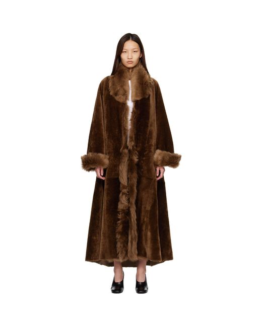 Nour Hammour Brown Sima Shearling Coat