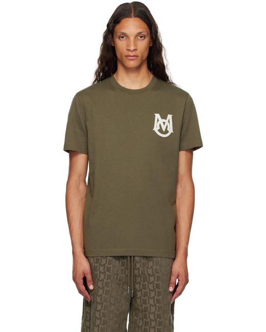 Moncler Green Khaki Appliqué T-Shirt for men