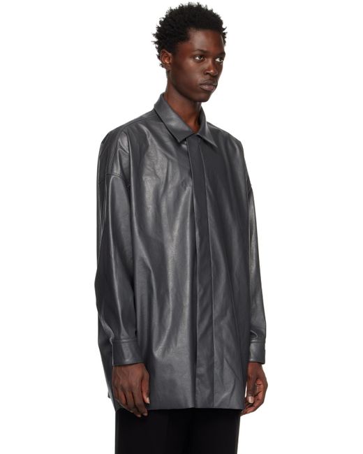 N. Hoolywood Black Half Coat Faux-leather Jacket for men