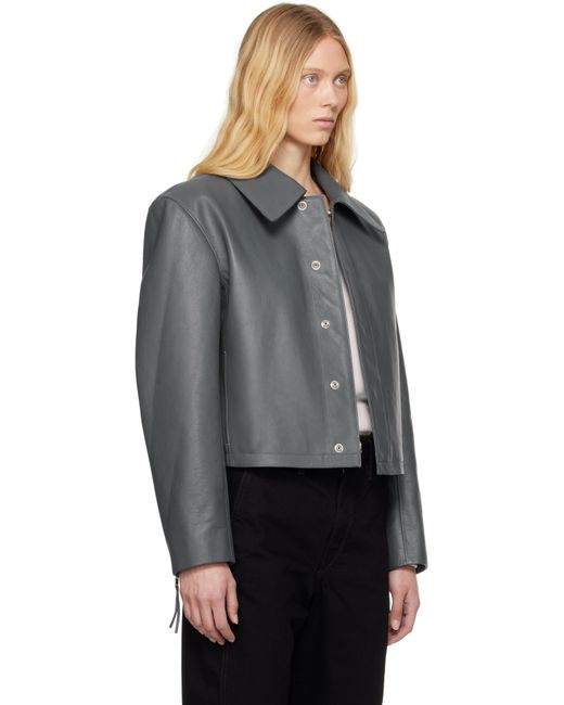 Lemaire Black Boxy Cropped Leather Jacket