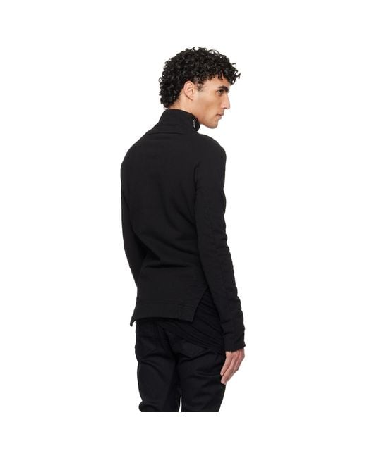 Julius Black Arched Hem High Neck Sweatshirt for men