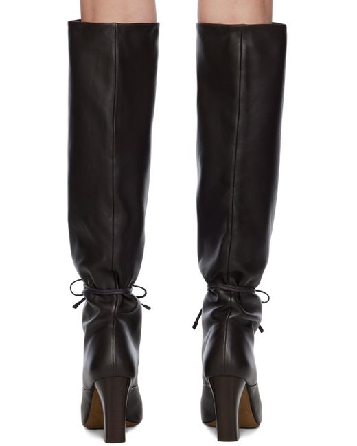 Lemaire Black Brown Tall Lace-up Boots