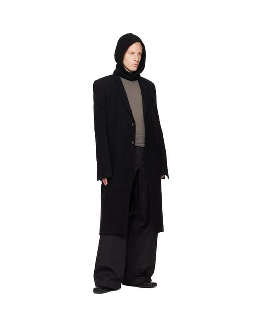 Rick Owens Black Tower Concordian Coat for men