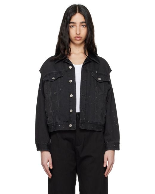 MM6 by Maison Martin Margiela Black Splatter Effect Denim Jacket