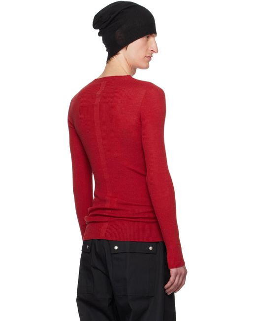 Rick Owens Red Ribbed Sweater for men