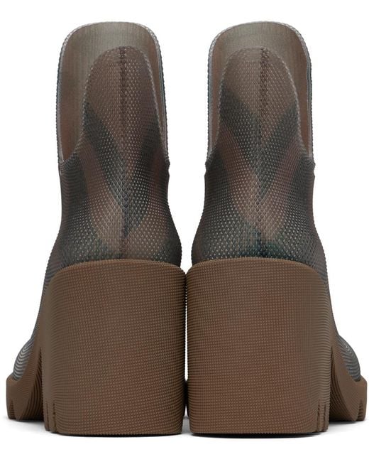 Bottes à talon bottier marsh brunes en caoutchouc Burberry en coloris Brown