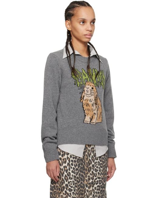 Ganni グレー Graphic Bunny セーター Black