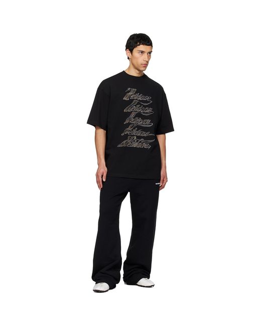 we11done Black Multi Logo T-Shirt for men