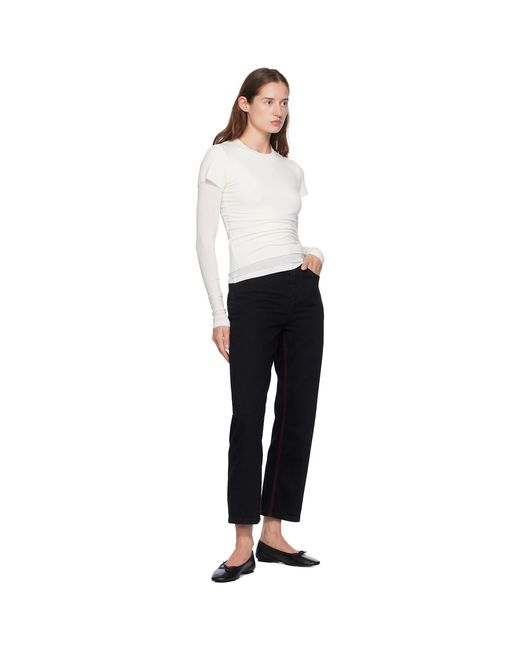 Fax Copy Express Black Stitch Straight-Leg Jeans