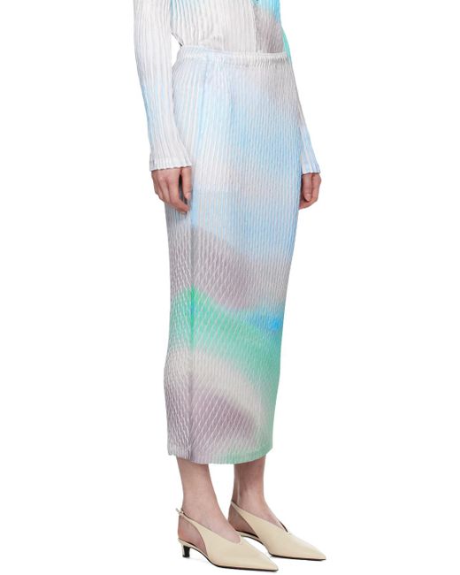 Issey Miyake Blue Suffused Pleats Maxi Skirt