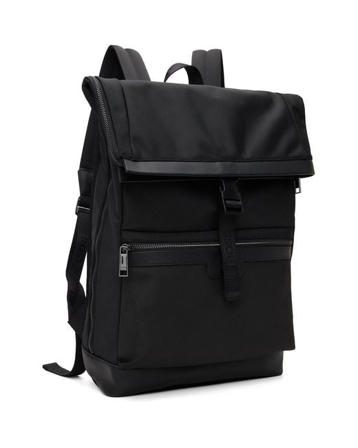 Boss Black Canvas Flap Backpack for men