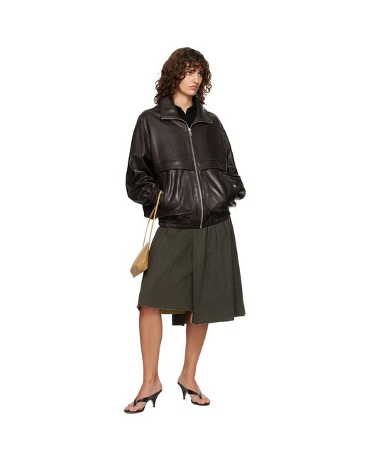 Nour Hammour Black Beck Modern Leather Bomber